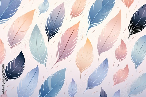  Colored feathers background. Generative AI