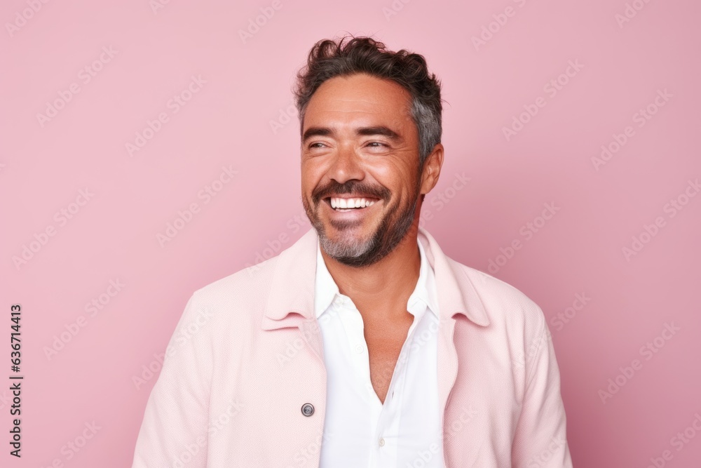 Portrait of a happy young man looking at camera and smiling against pink background Portrait of a happy young man looking at camera and smiling against pink background