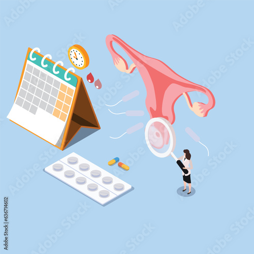 Doctor working on infertility treatment isometric 3d vector concept for banner, website, illustration, landing page, etc
