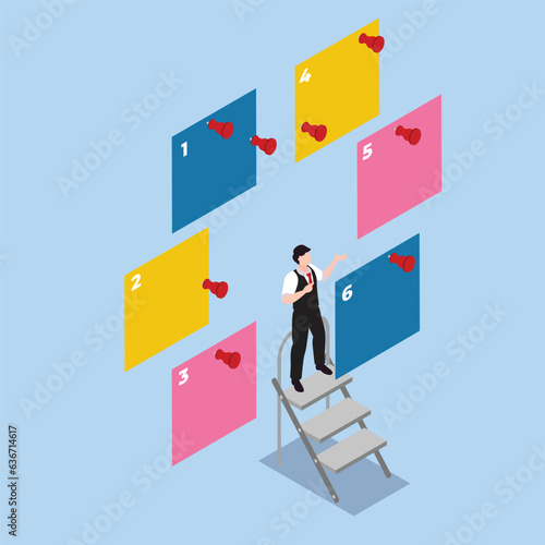 Work planning and time management isometric 3d vector concept for banner, website, illustration, landing page, etc