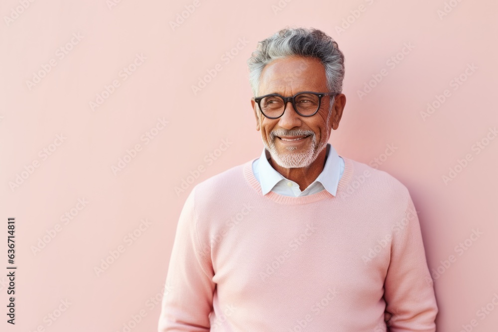 Portrait of smiling senior man with eyeglasses against pink background Portrait of smiling senior man with eyeglasses against pink background