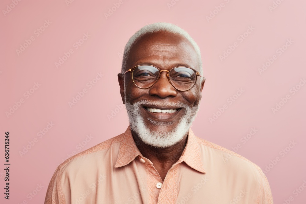 african american senior man in eyeglasses smiling at camera isolated on pink african american senior man in eyeglasses smiling at camera isolated on pink