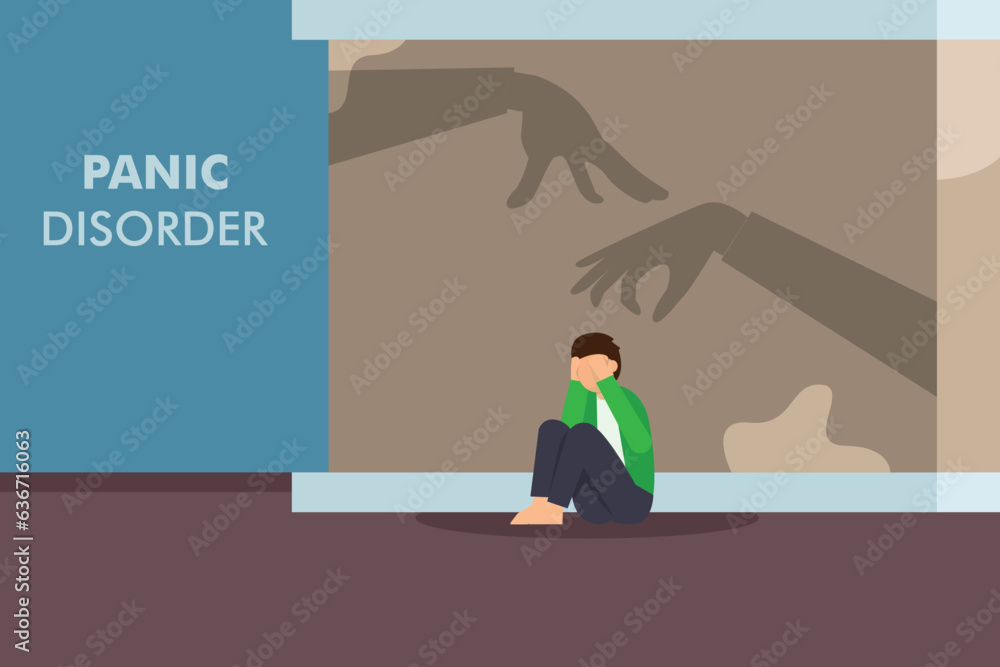 Panic Disorder, Fear Attack 2d vector illustration concept for banner, website, landing page, flyer, etc Panic Disorder, Fear Attack 2d vector illustration concept for banner, website, landing page, flyer, etc