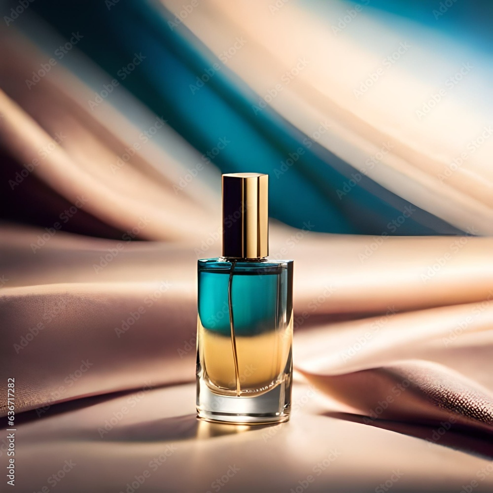 Perfume bottle on a neutral background created and generated by AI Perfume bottle on a neutral background created and generated by AI
