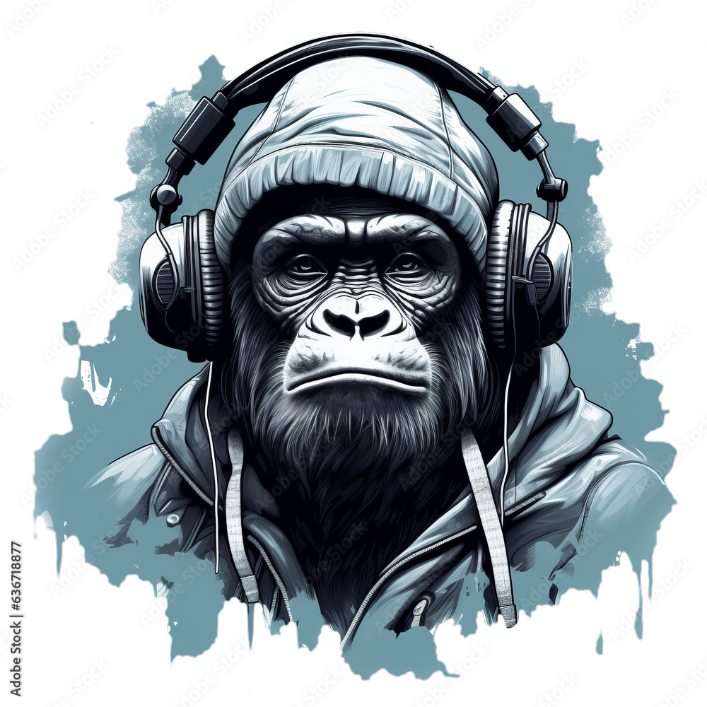 gorilla wearing headphones gorilla wearing headphones