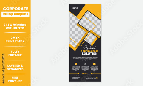 Creative Corporate Roll Up Banner Template with Abstract Shapes