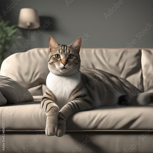 cat on sofa