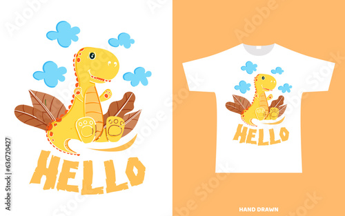 Cute baby dinosaur design ready for print on t-shirt