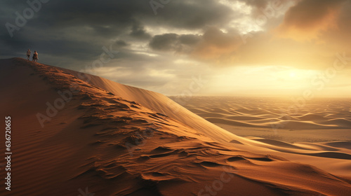 sunset over the desert. Generative Ai. 