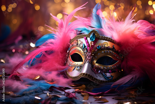 carnival mask with feathers glitter