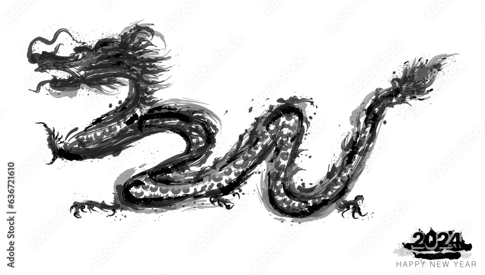 Obraz premium An abstract vector illustration for Chinese Dragon New Year 2024