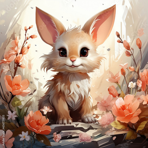 Illustrations cute rabbit photo