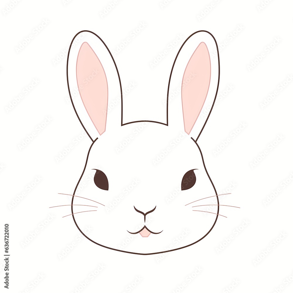Linear rabbit face isolated on white background, rabbit illustration Linear rabbit face isolated on white background, rabbit illustration