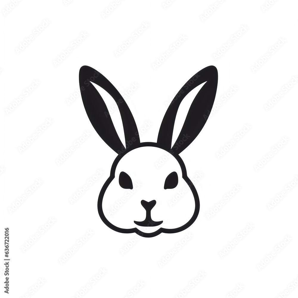 Rabbit face, rabbit illustration isolated on white background