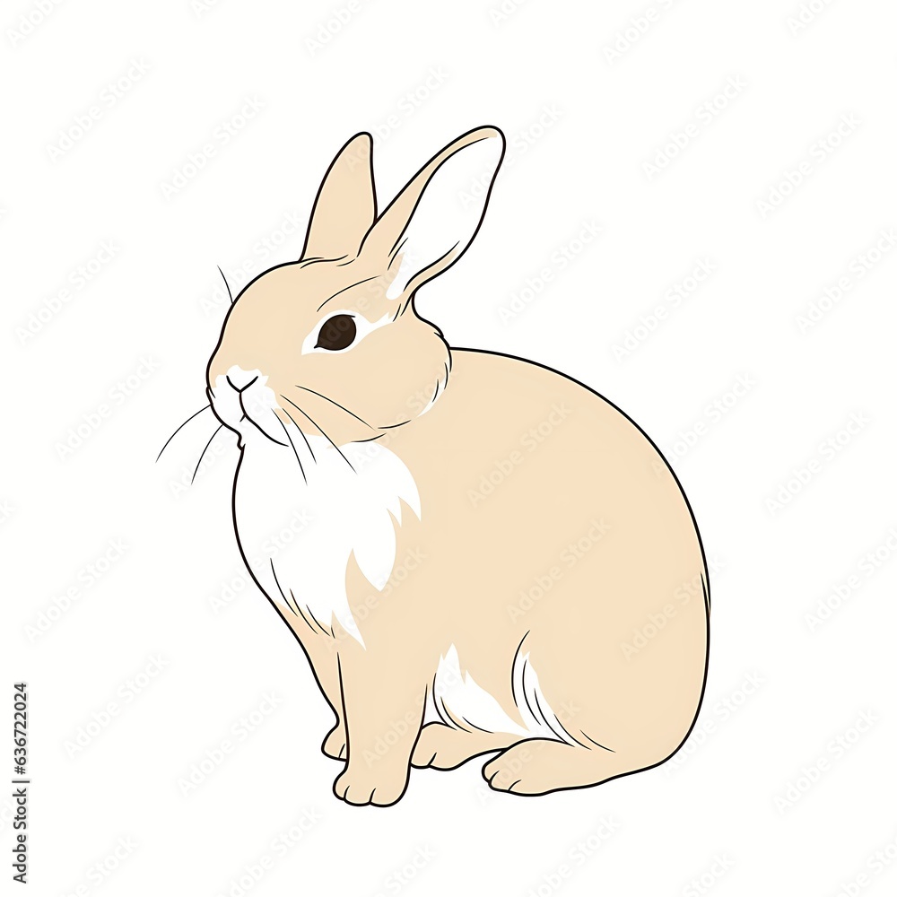 Obraz premium Rabbit linear illustration isolated on white background, rabbit illustration