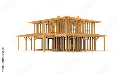 wooden house isolated on white