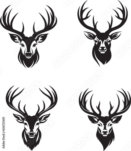 snow deer with antlers vector illustrated logo style face head