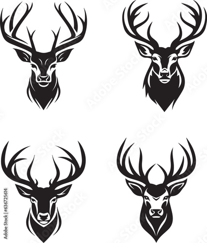 snow deer with antlers vector illustrated logo style face head