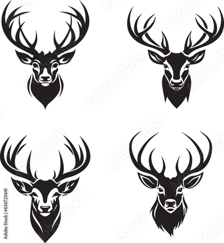 snow deer with antlers vector illustrated logo style face head