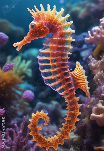 Seahorse on coral reef © chamath