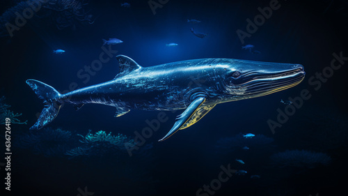 bioluminescent blue whale in the ocean © Blackbird