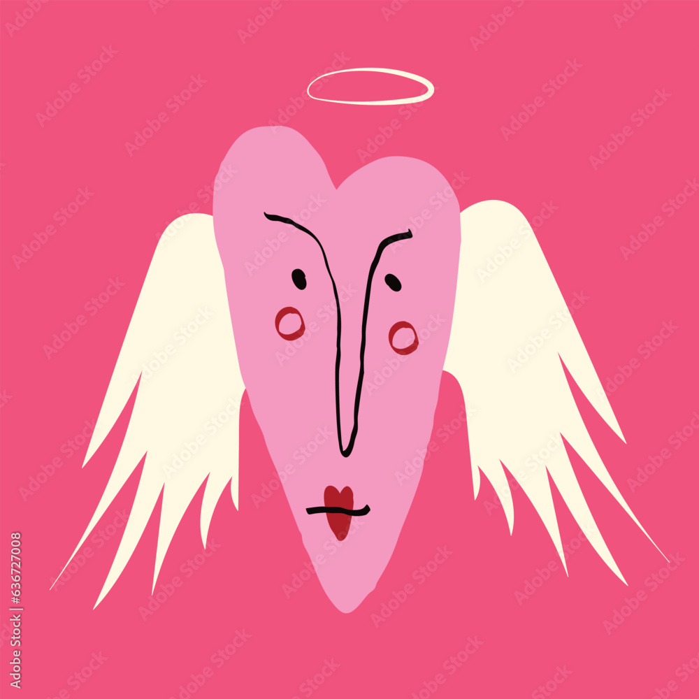 Funny quirky strange heart with a wings Funny quirky strange heart with a wings