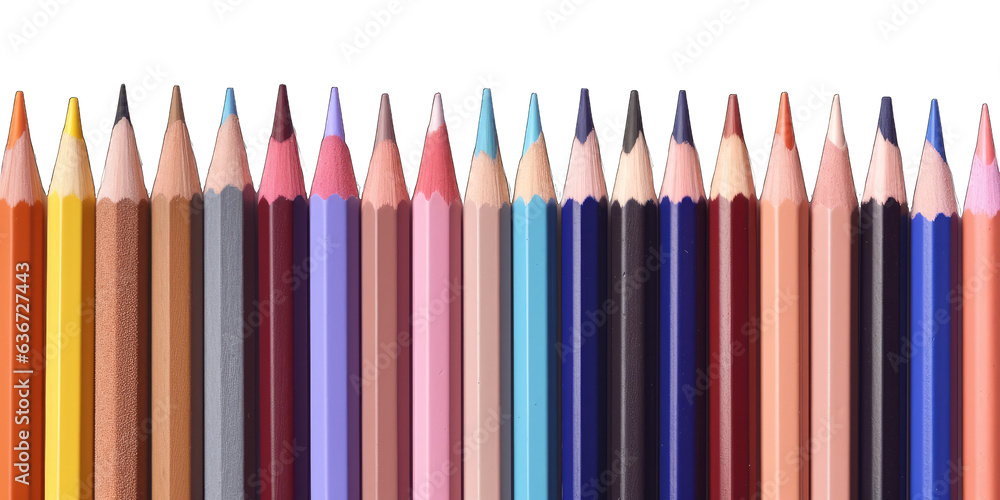 Fototapeta premium Color pencils on transparent background. Color pencil set