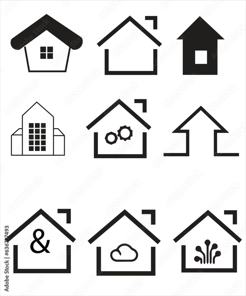 Set of thin line icons of homes and real estate. Outline symbol collection. Editable vector stroke. 256x256 Pixel Perfect scalable to 128px, 64px...