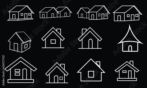 Home Icon Set. Contains such Icons as House, Property, Church, Garage, Smart Home and more. House vector icon set. Set of home icon, Thin outline shape of house vector. Simple collection of home icon.