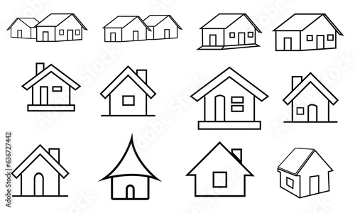 Home Icon Set. Contains such Icons as House, Property, Church, Garage, Smart Home and more. House vector icon set. Set of home icon, Thin outline shape of house vector. Simple collection of home icon.