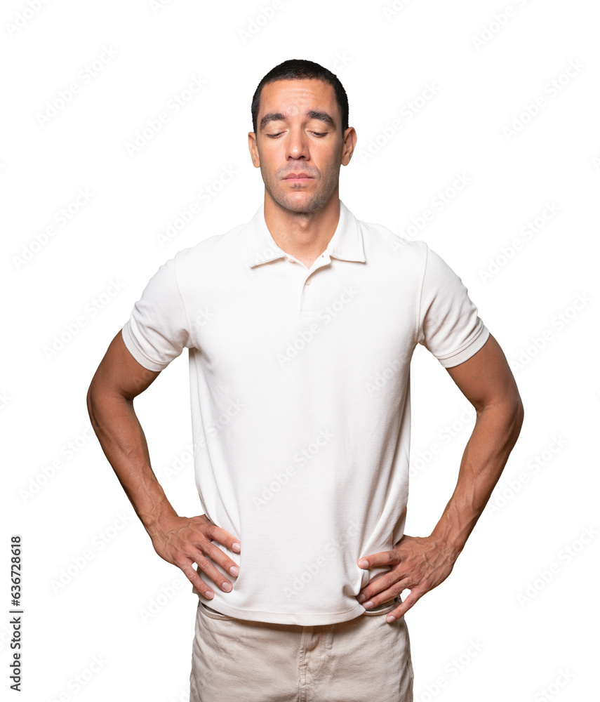 Serious young man with a gesture of disappointment Serious young man with a gesture of disappointment