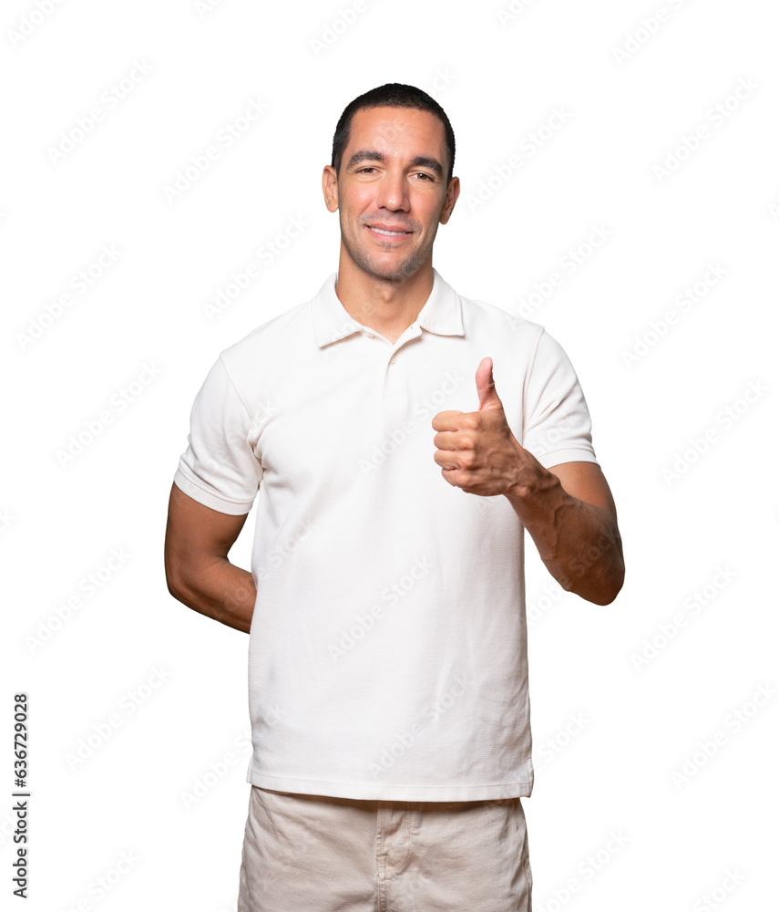 Happy young man gesturing that everything is fine Happy young man gesturing that everything is fine