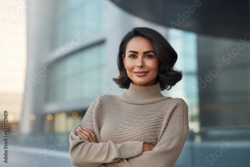 portrait of smiling businesswoman with crossed arms looking at camera in city Free Download portrait of smiling businesswoman with crossed arms looking at camera in city - GFXLoad