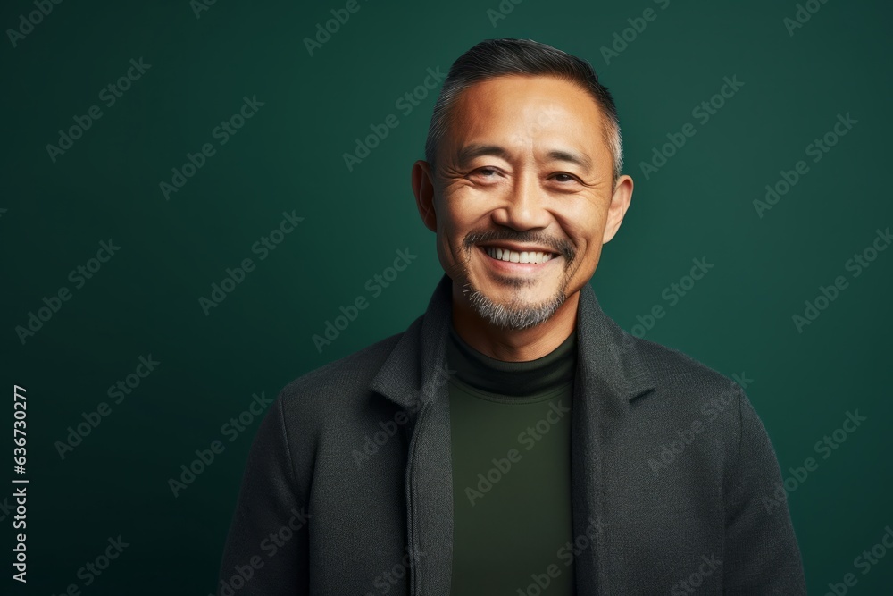 Portrait of smiling asian man looking at camera against green background Portrait of smiling asian man looking at camera against green background