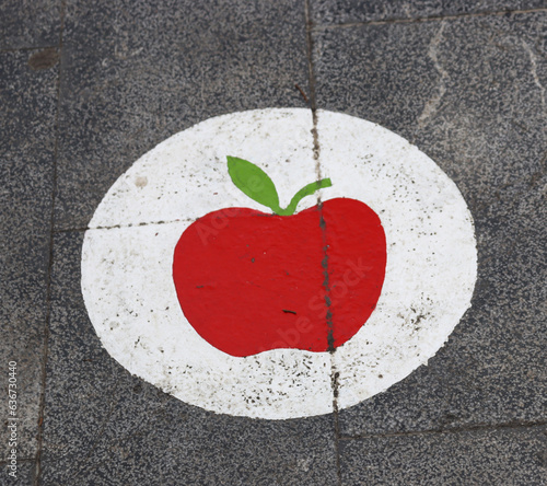 Apple drawing in Villaviciosa, Asturian city famous for its cider photo