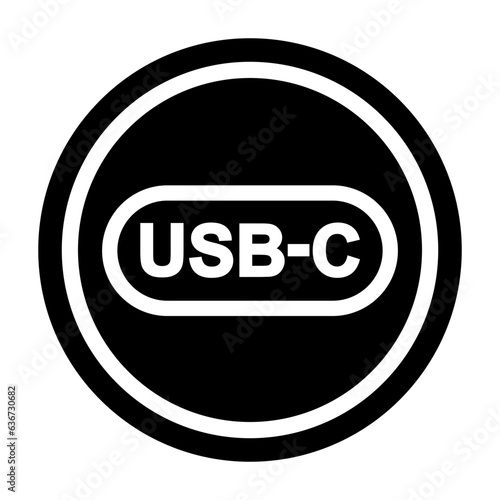 Round icon usb type c cable, plug usb c connector