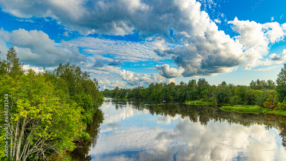 Rzeka, gdzies w Szwecji Stock Photo Adobe Stock