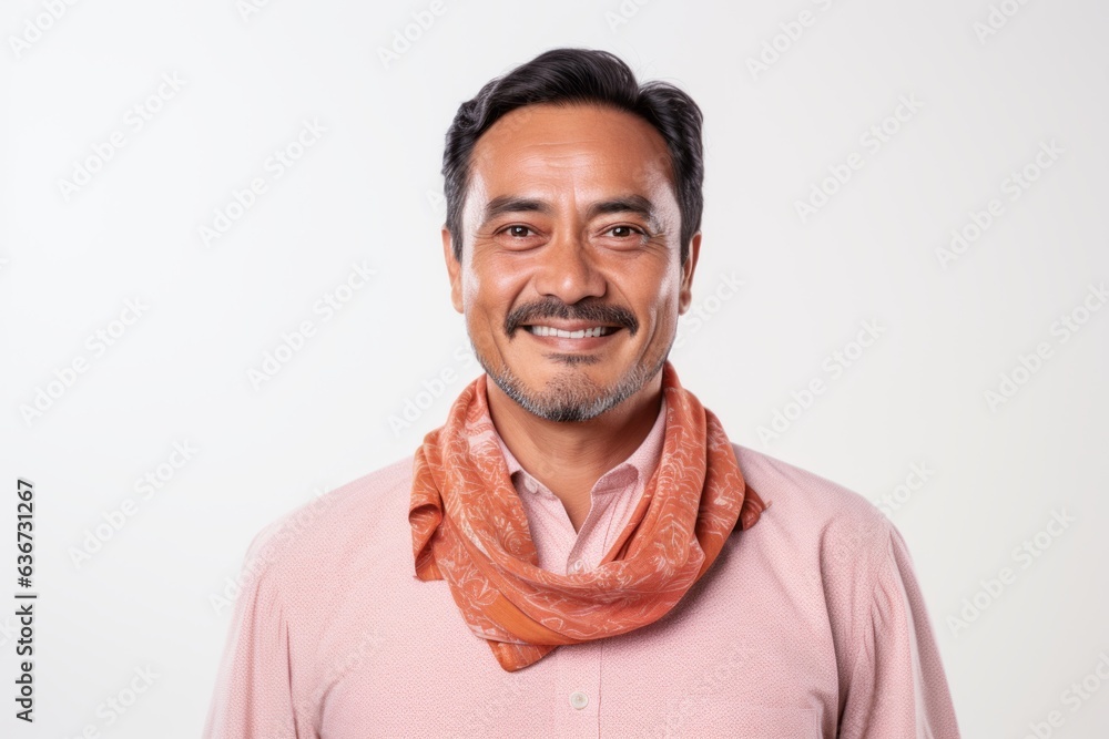 Handsome Indian man wearing pink t-shirt and red scarf Handsome Indian man wearing pink t-shirt and red scarf