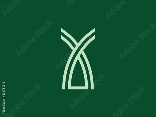 XA or AX monogram letter logo design. The logo design features a modern and stylish combination of letters X and A. photo