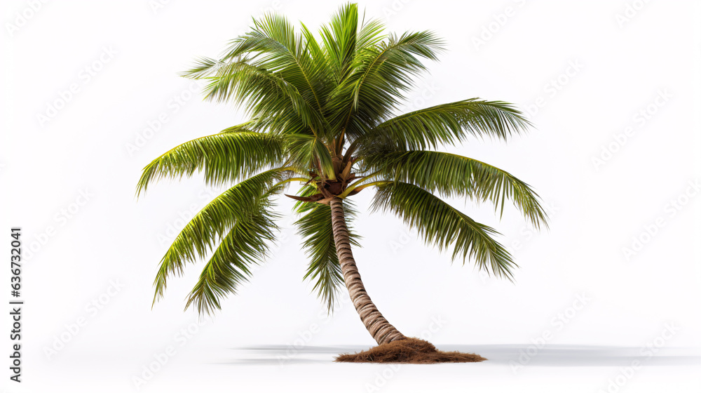 Obraz premium Coconut palm tree isolated on white background. Tropical plant object.