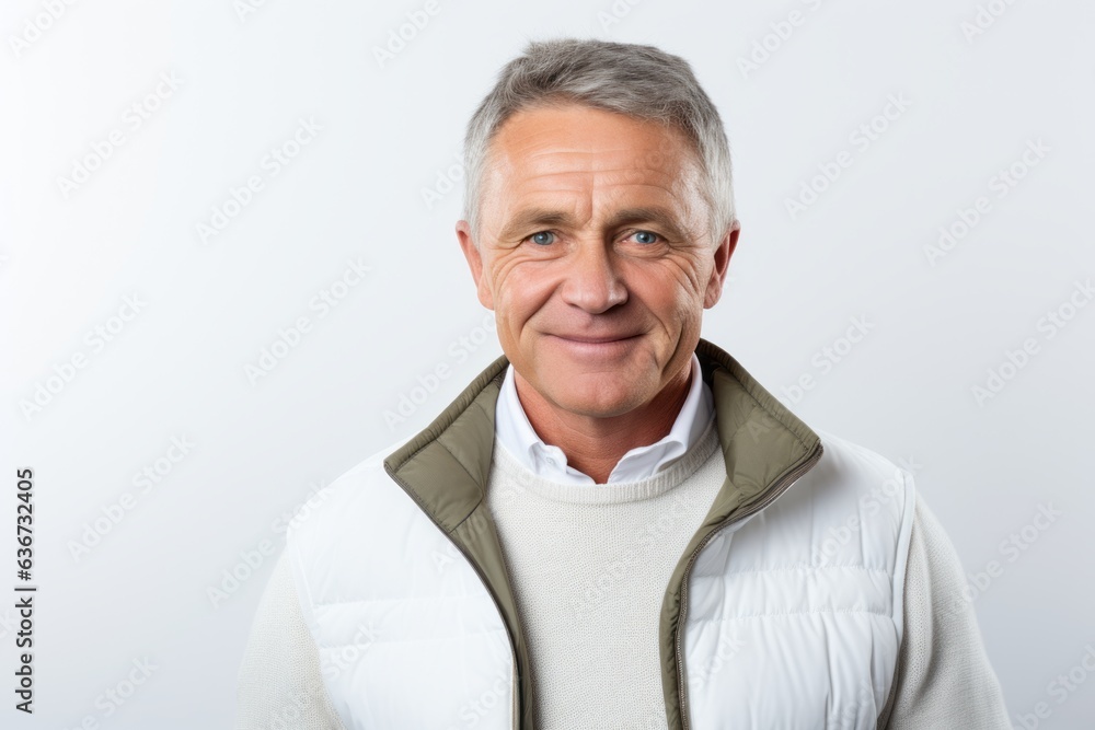 Portrait of smiling senior man in casual clothes on white background. Portrait of smiling senior man in casual clothes on white background.