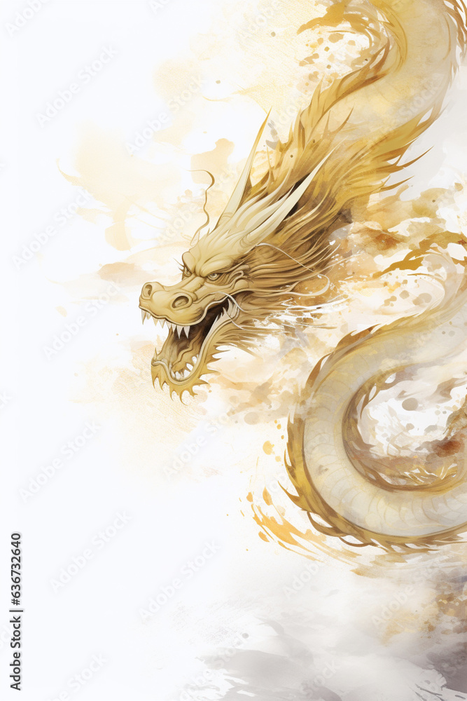 Obraz premium 干支の龍をあしらった、年賀状の背景デザイン