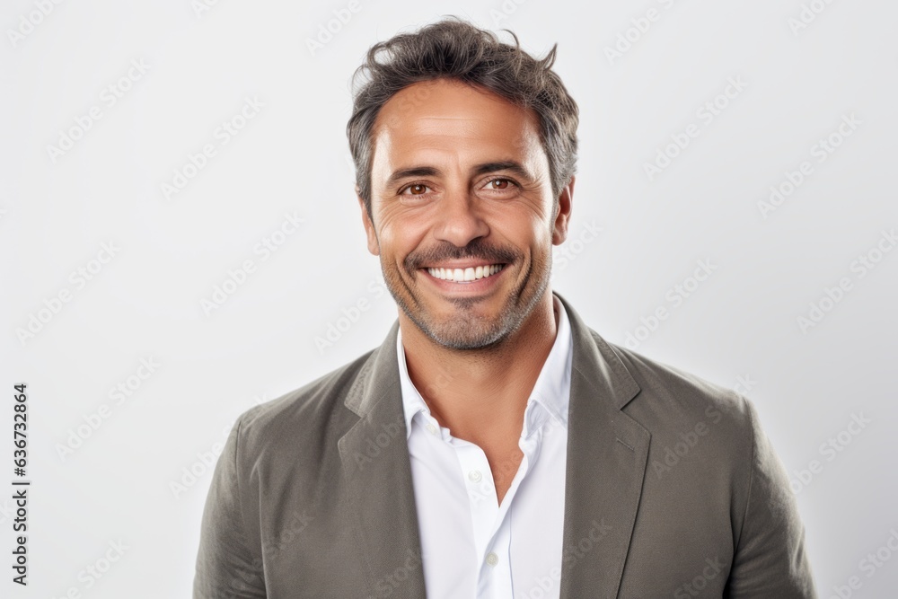 Portrait of a handsome man smiling at camera isolated on a white background Portrait of a handsome man smiling at camera isolated on a white background