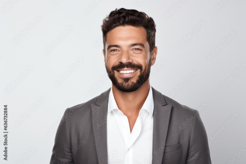 Portrait of a happy young businessman looking at camera over white background Portrait of a happy young businessman looking at camera over white background