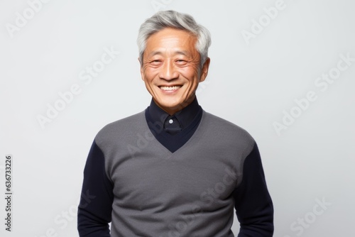 Obraz na płótnie Portrait of happy asian senior man isolated on white background. w salonie