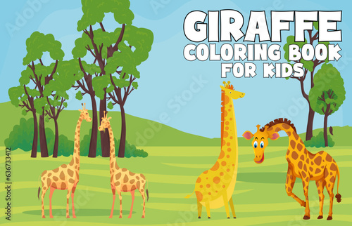 giraffe design coloring book for kids Cover