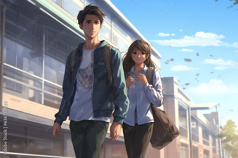 Anime Journey: Colombian Students Walking to School