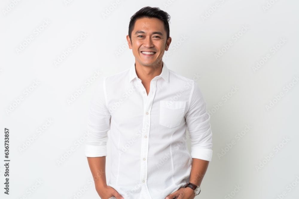 Portrait of happy young handsome asian man smiling and looking at camera Portrait of happy young handsome asian man smiling and looking at camera