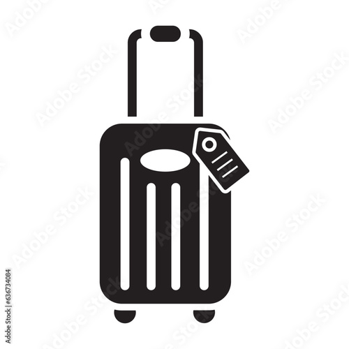 Suitcase black and flat icon. Travel baggage and luggage vector icon and illustration