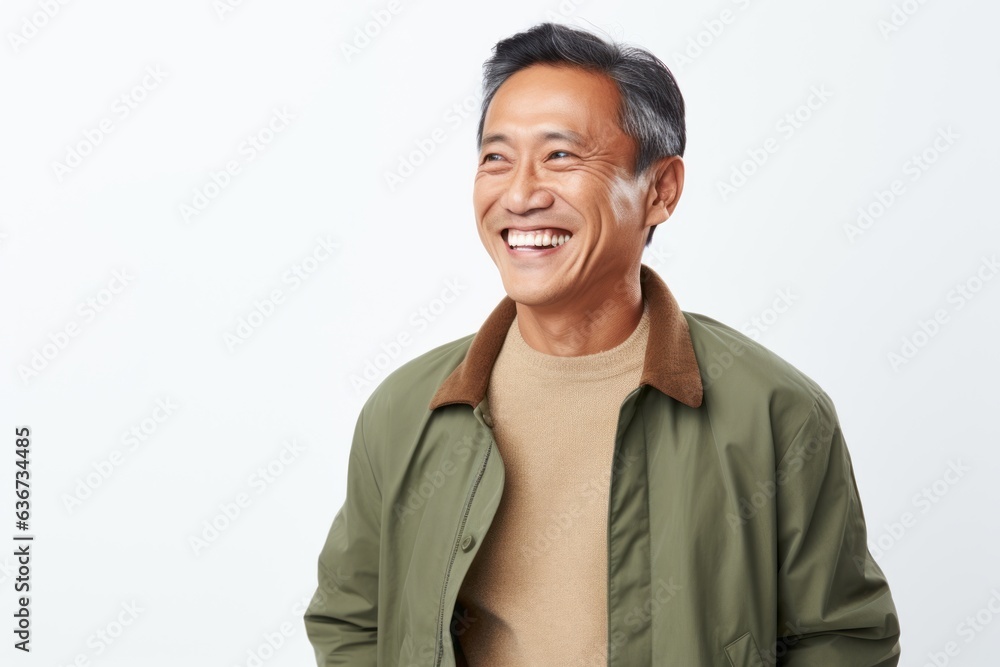 Portrait of a happy senior asian man smiling against white background Portrait of a happy senior asian man smiling against white background